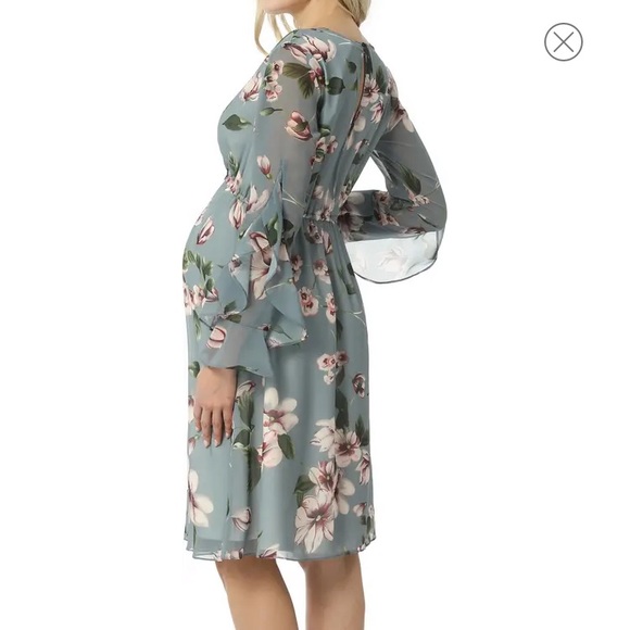 Kimi and Kai Ruffle Sleeve Chiffon Maternity Dress - Picture 4 of 5